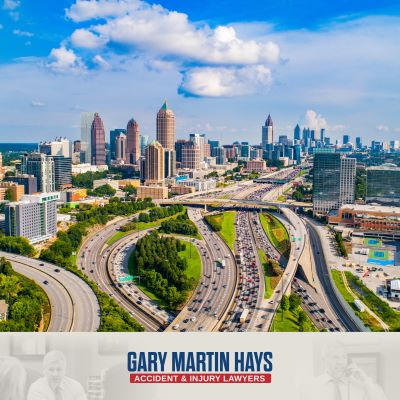 The city of Atlanta surrounded by bustling highways