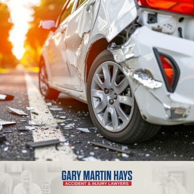 The crushed rear end of a car after an Atlanta car accident