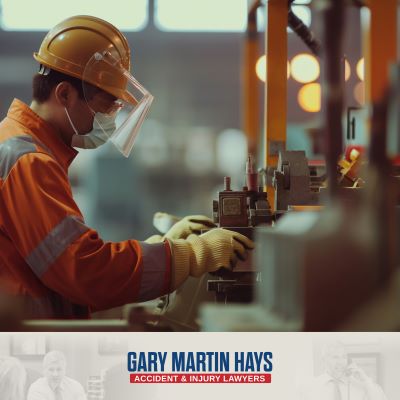 Construction worker in Duluth, GA wearing an orange safety jacket on a job site.